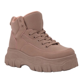 Kylie Zapatos con cordones en la plataforma rosado 2