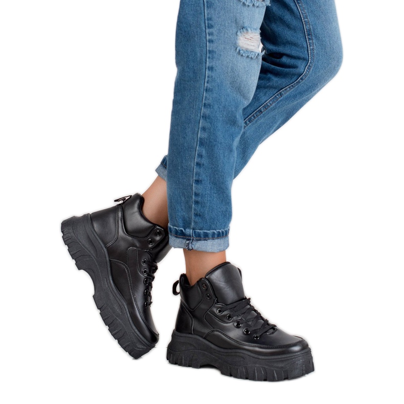 Kylie Zapatos con cordones en la plataforma negro 2