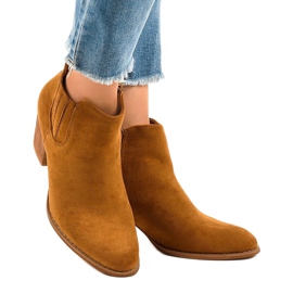 Botines de ante camel en el poste SA-3338 marrón 1