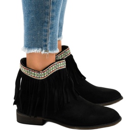 Botines slip-on de ante negro con flecos 99-136 2