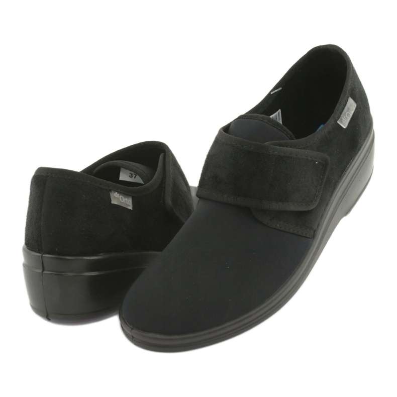 DR.ORTO Pantuflas de mujer befado con velcro, pu 033D002, negro 3