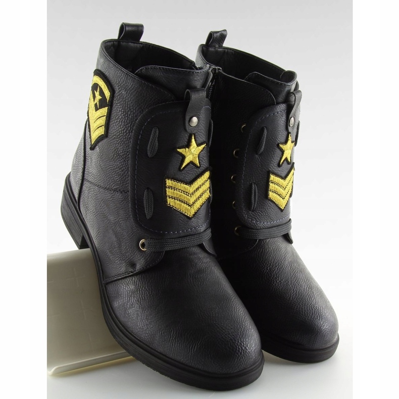 Black H-4 Black Botas de trabajo con parches negro 2 Black H-4 Black Botas de trabajo con parches negro 2