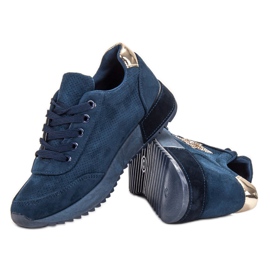 SHELOVET Zapatillas de ante azul marino 1