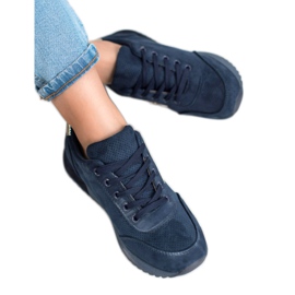 SHELOVET Zapatillas de ante azul marino 3