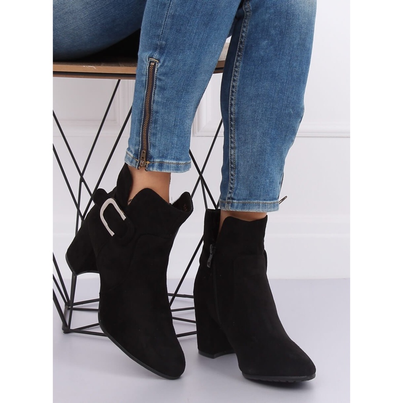 Negro YL53 Botas negras de tacón alto 2