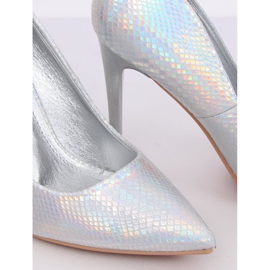 Zapatos de tacón en un alfiler plateado holográfico NF-52 Silver gris 2 Zapatos de tacón en un alfiler plateado holográfico NF-52 Silver gris 2