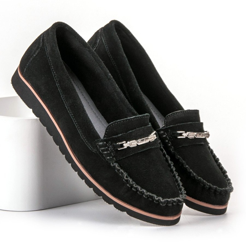 Filippo Mocasines de piel cómodos negro 1