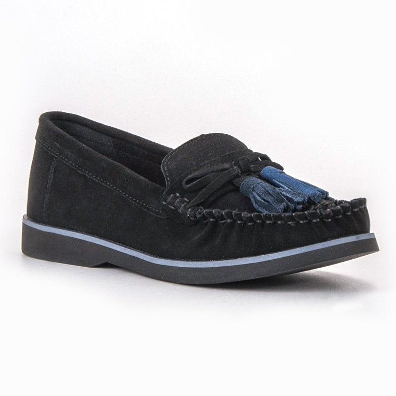 Filippo Mocasines de piel con flecos negro 1