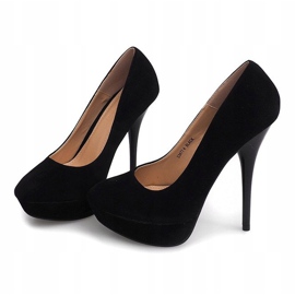 Tacones de ante en la plataforma S3477-4 Negro 3