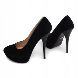 Tacones de ante en la plataforma S3477-4 Negro 1