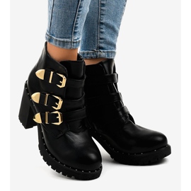 Botines negros con hebillas D37-7 2