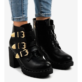 Botines negros con hebillas D37-7 1