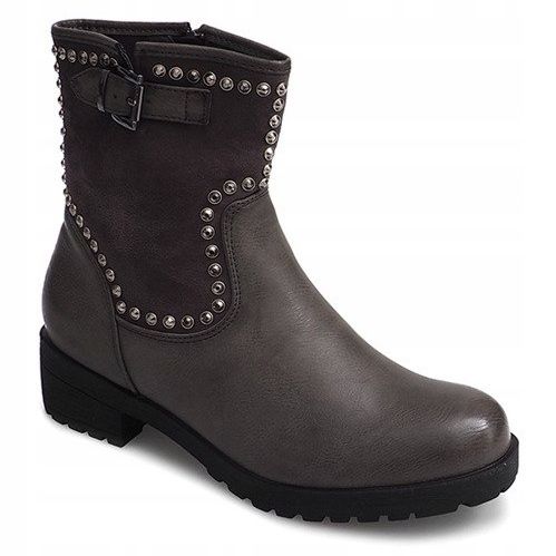 Bota motorizada gris con tachuelas 1640 1