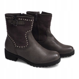 Bota motorizada gris con tachuelas 1640 2