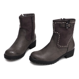 Bota motorizada gris con tachuelas 1640 3