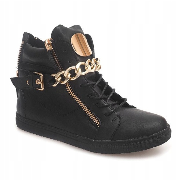 Zapatillas altas con cremallera 3346 Black negro amarillo 1