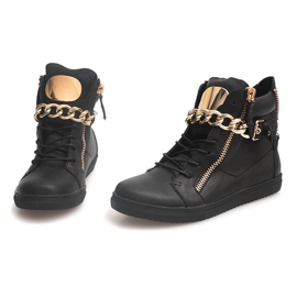 Zapatillas altas con cremallera 3346 Black negro amarillo 3