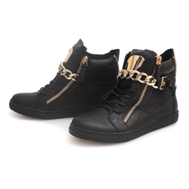 Zapatillas altas con cremallera 3346 Black negro amarillo 4