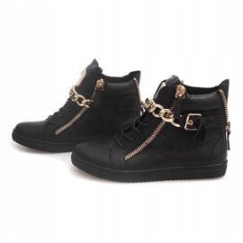 Zapatillas altas con cremallera 3346 Black negro amarillo 5