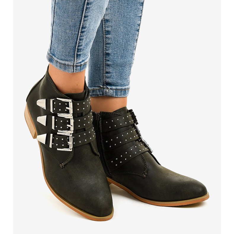 Botas verdes con hebilla de cremallera A-263 2