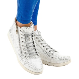 Botas plateadas con cordones y cremallera 1557-38A gris 1 Botas plateadas con cordones y cremallera 1557-38A gris 1