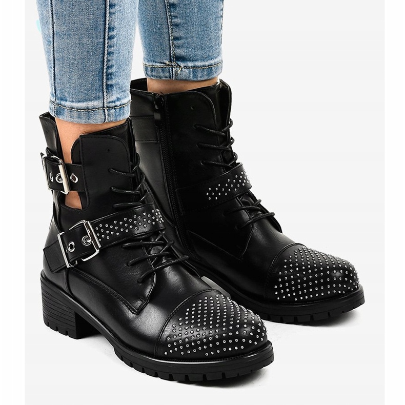 Botas negras de mujer con suela M257 masiva negro 1 Botas negras de mujer con suela M257 masiva negro 1