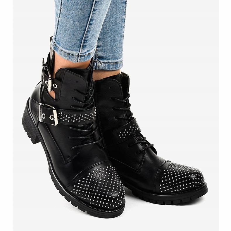 Botas negras de mujer con suela M257 masiva negro 2 Botas negras de mujer con suela M257 masiva negro 2