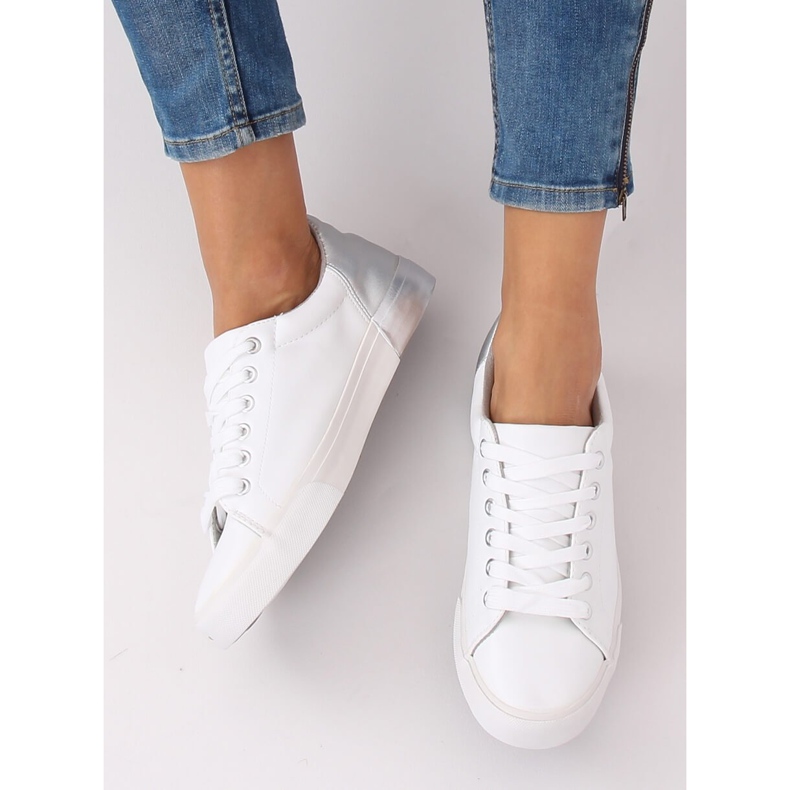 Zapatillas de mujer blancas y plateadas A88-29 W-SILVER blanco gris 2