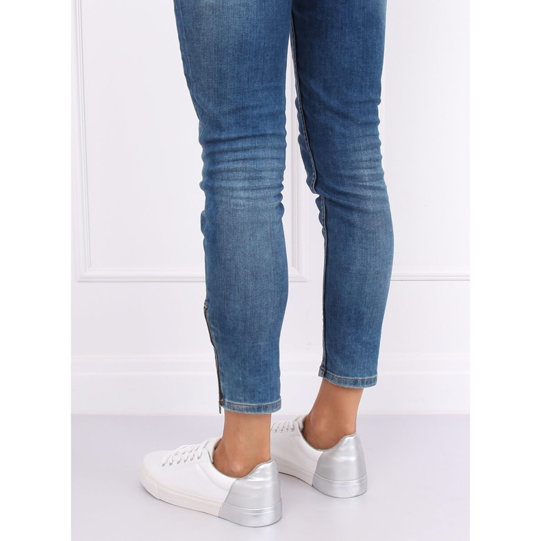 Zapatillas de mujer blancas y plateadas A88-29 W-SILVER blanco gris 1