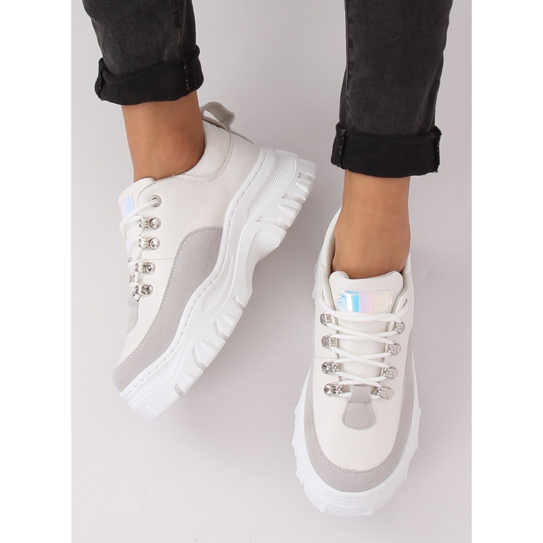 Zapatos de suela alta, blanco y gris PF5329 Gris 1