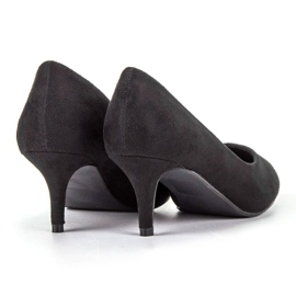 Ideal Shoes Bombas cómodas en un alfiler negro 5