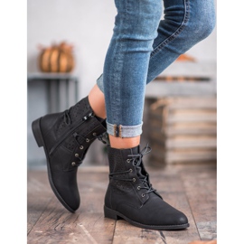 Groto Gogo Botas atadas de moda negro 4