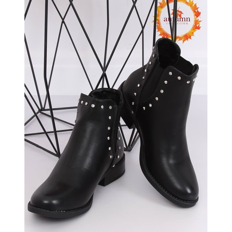 Botines Chelsea negros con tachuelas negras HQ927 Negro 1