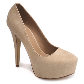 Zapatos de ante en la plataforma beige claro LE107A 2