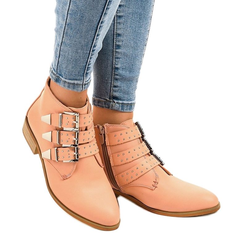 Botas rosas con hebilla de cremallera A-263 1