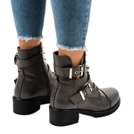 Botas de mujer grises en una suela maciza M257 3