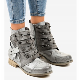 Botas grises de mujer decoradas con cremallera F1611 1