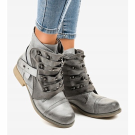 Botas grises de mujer decoradas con cremallera F1611 2