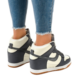 Deportivas beige con cuña con cordones 0056-2 3