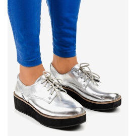 Zapatos plateados elegantes con cordones 2017-1 gris 1 Zapatos plateados elegantes con cordones 2017-1 gris 1