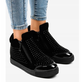 Zapatillas de cuña negras con cremalleras R51-1 negro 1
