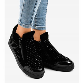 Zapatillas de cuña negras con cremalleras R51-1 negro 2