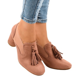 Zapatos de tacón de ante rosa en el poste LL-97P 1