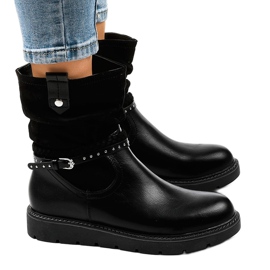 Botines negros con suela plana T190 2