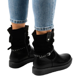 Botines negros con suela plana T190 3