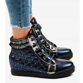 Zapatillas azul marino en la cuña R468-1 3