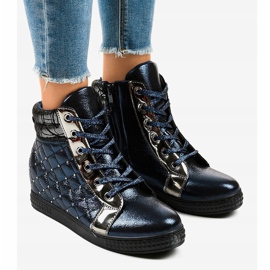 Zapatillas azul marino en la cuña R468-1 1