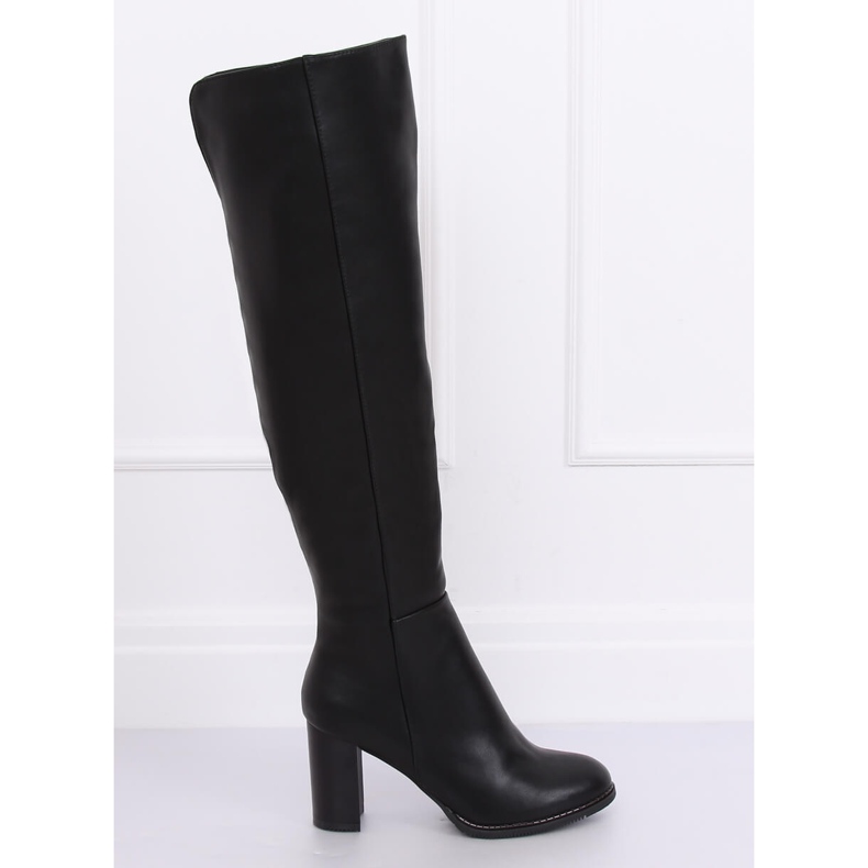 Botas por encima de la rodilla en el poste negro F128 Negro 1