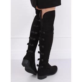 Botas de montar para mujer con lazos negros H202 Black 1 Botas de montar para mujer con lazos negros H202 Black 1