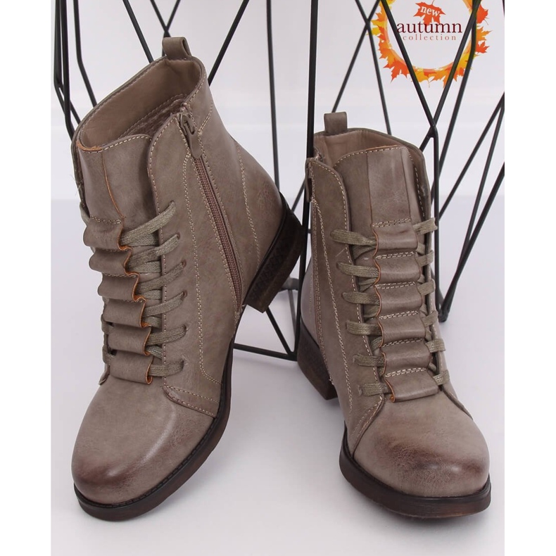 Botas con cordones beige F2801 Khaki 1